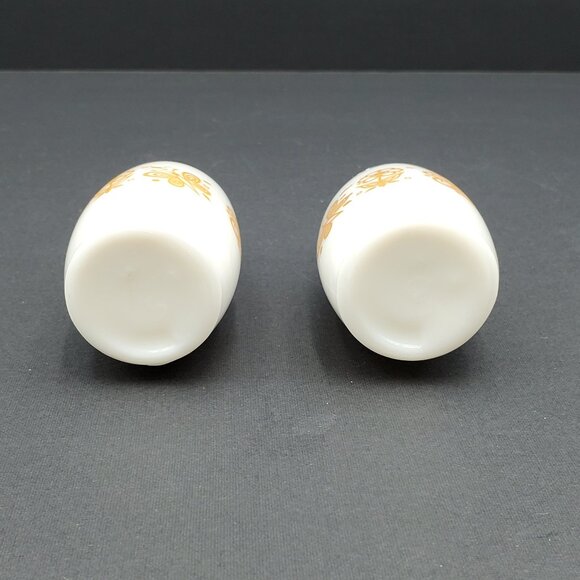 Gemco Westinghouse Butterfly Gold Salt & Pepper Shakers Gold on White Milk Glass - Picture 5 of 10